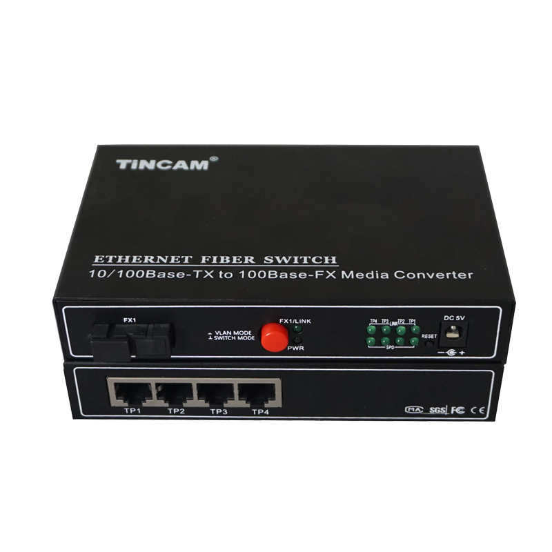 Popular 10/100M single mode single fiber 1 fiber port & 4 RJ45 ports fiber switch （External）