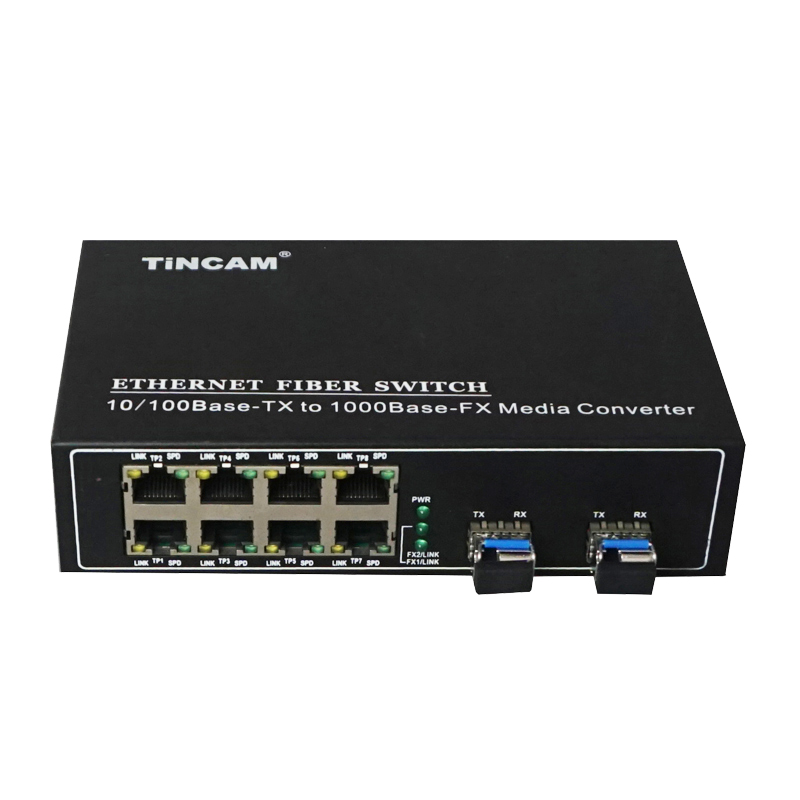 2*10/100/1000M fiber ports & 8*10/100M RJ45 port single mode single fiber