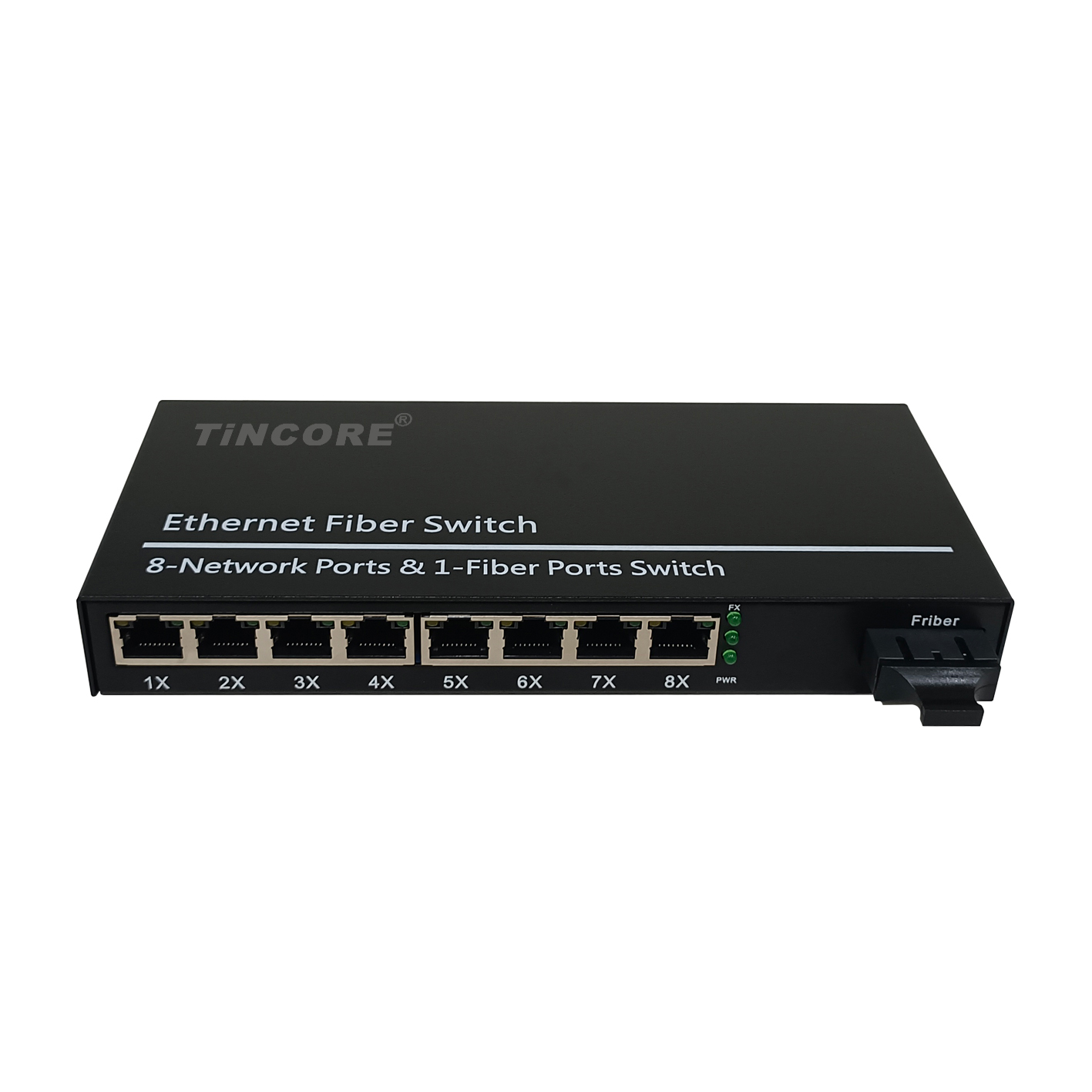 China Manufacturer 10/100/1000M single mode dual fiber 1  optical port+8 RJ45 ports fiber switch