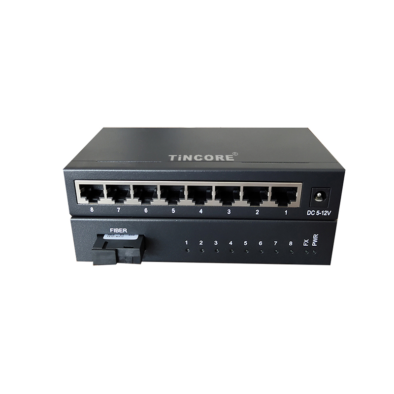 China Manufacturer 10/100M single mode single fiber 1 optical port+8 RJ45 ports fiber switch