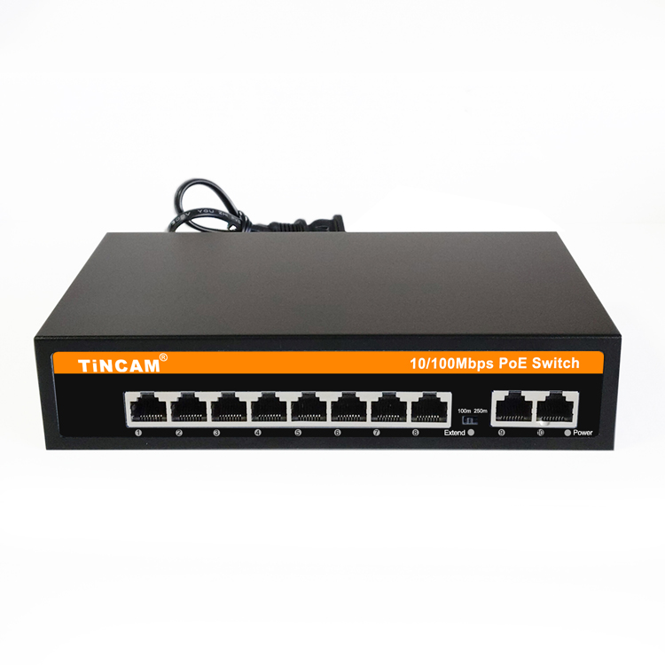 10/100M10口POE交换机 内置电源带线款